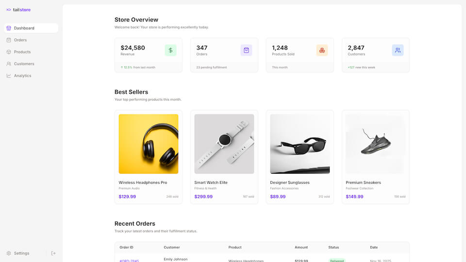 Screenshot preview of TailStore